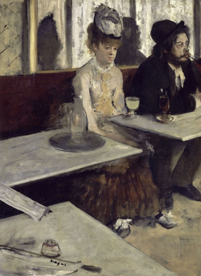 Edgar Degas - “En el café. La absenta” (1876, óleo sobre lienzo, 92 x 68 cm, Museo d’Orsay, París)